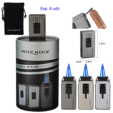 3T. Expositor con 6 encendedores turbo doble llama«Silver Match» Paris