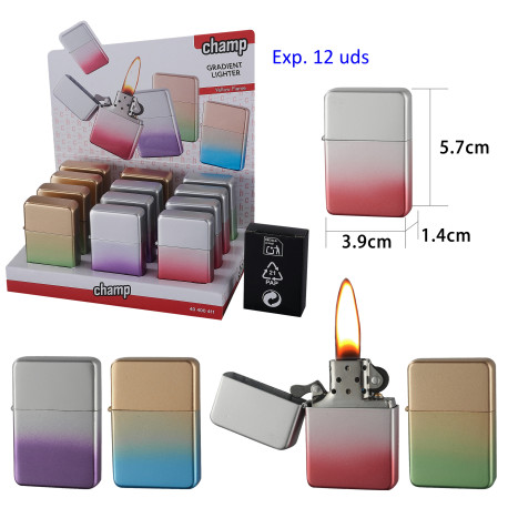 3T. Expositor 12 encendedores gasolina «CHAMP» gradient spray
