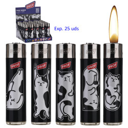3T. Expositor con 25 encendedores piedra «Prof»  black & cat