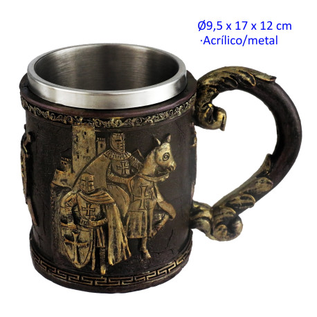 1T. 12 cm. Taza ornamentación acrílica/metal