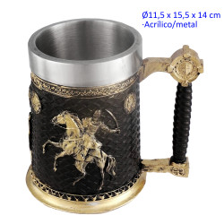 1T. 14 cm. Taza ornamentación acrílica/metal