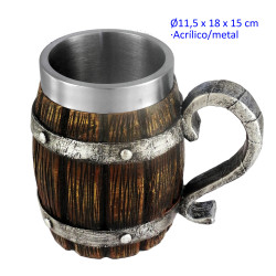 1T. 15 cm. Taza ornamentación acrílica/metal