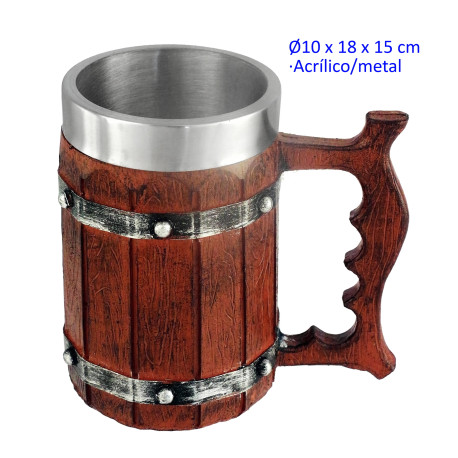 1T. 15 cm. Taza ornamentación acrílica/metal