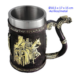 1T. 15 cm. Taza ornamentación acrílica/metal