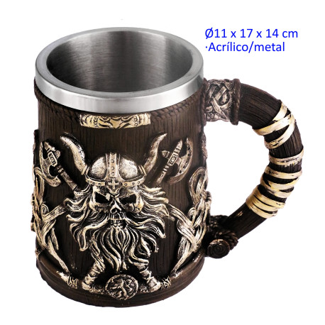 1T. 14 cm. Taza ornamentación acrílica/metal