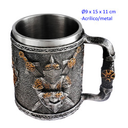 1T. 11 cm. Taza ornamentación acrílica/metal