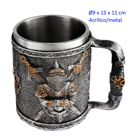 1T. 11 cm. Taza ornamentación acrílica/metal
