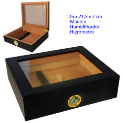 1T. Humidor madera con higrómetro y humidificador