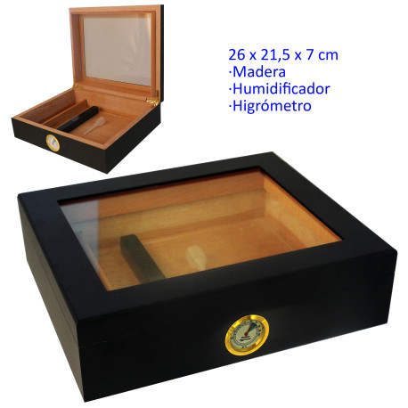 1T. Humidor madera con higrómetro y humidificador