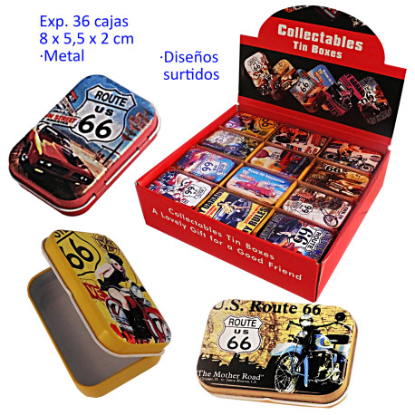 1T. Expositor con 36 cajas de metal 8 x 5,5 x 2 cm.