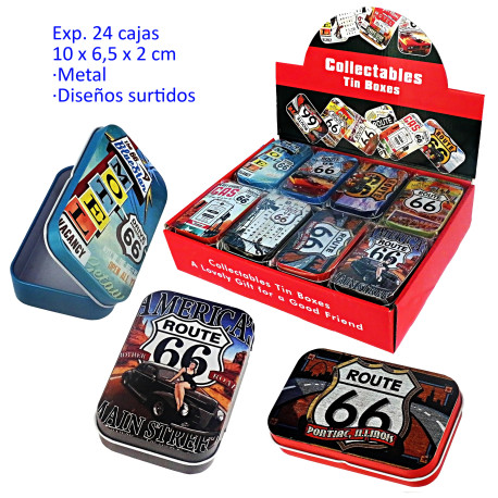 1T. Expositor con 24 cajas de metal 10 x 6,5 x 2 cm.