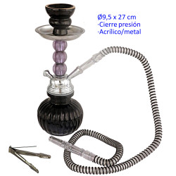 1T. 27 cm Shisha negra acrílica con base de cristal