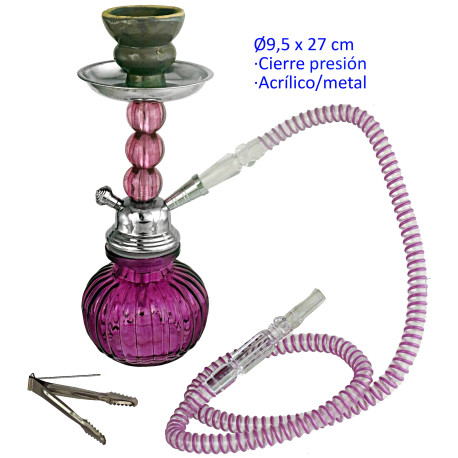 1T. 27 cm Shisha morada acrílica con base de cristal