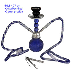 1T. 27 cm Shisha azul acrílica con base de cristal