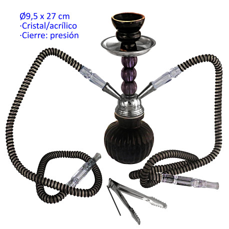 1T. 27 cm Shisha negra acrílica con base de cristal