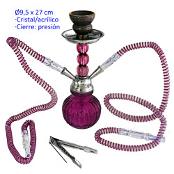 1T. 27 cm Shisha morada acrílica con base de cristal