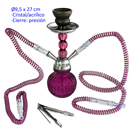 1T. 27 cm Shisha morada acrílica con base de cristal