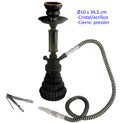1T. 34,5 cm Shisha negra acrílica con base de cristal