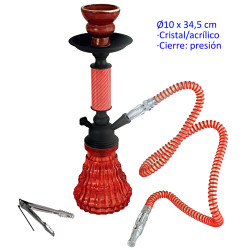 1T. 34,5 cm Shisha roja acrílica con base de cristal