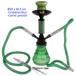 1T. 34,5 cm Shisha verde acrílica con base de cristal