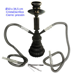 1T. 34,5 cm Shisha negra acrílica con base de cristal