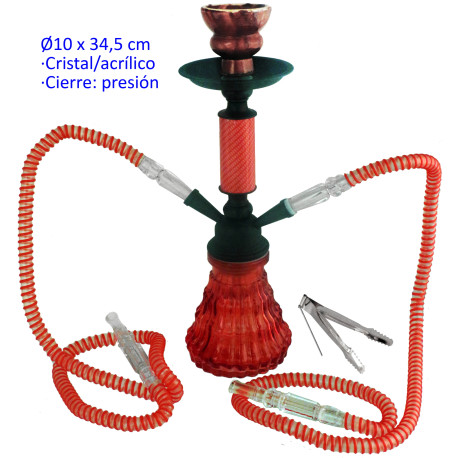 1T. 34,5 cm Shisha roja acrílica con base de cristal
