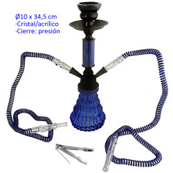 1T. 34,5 cm Shisha azul acrílica con base de cristal