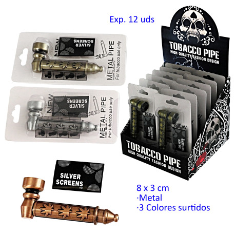 1T. Expositor con 12 pipas metal 8 cm.