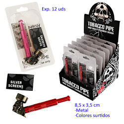 1T. Expositor con 12 pipas metal 8,5 cm.