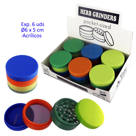 1T. Ø6 cm. Expositor con 6 grinders acrilicos