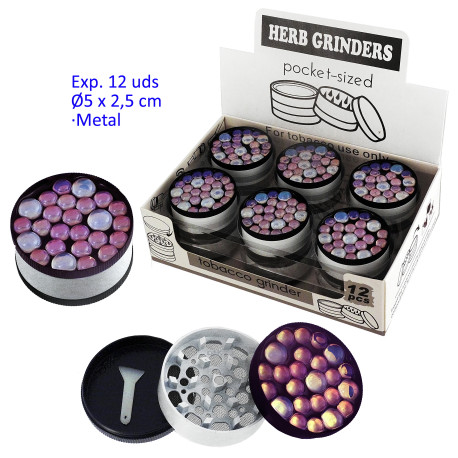 1T. Ø5 cm. Expositor con 12 grinders metálicos