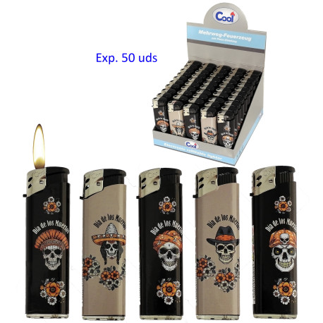 5T. Expositor con 50 encendedores piezo «COOL» Día de Muertos