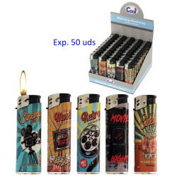 5T. Expositor con 50 encendedores piezo «COOL» Cinema