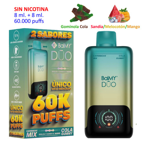 4T. Caribbean Mix 0 mg. + Cola Gummy 0 mg. «BALMY DUO» Vaper desechable