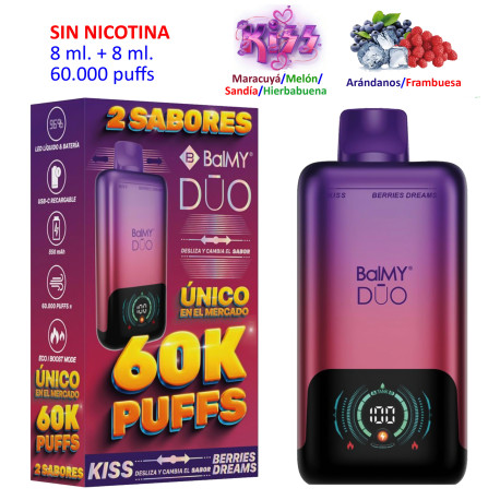 4T. Kiss 0 mg. + Berry Dreams 0 mg. «BALMY DUO» Vaper desechable