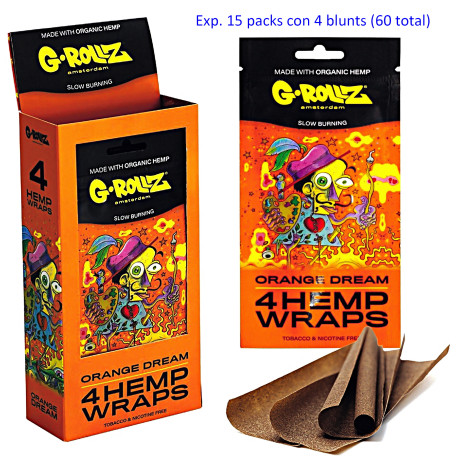 3T. «G-Rollz» hemp wraps «Orange Dream» Exp. 15 packs con 4 blunts (60 blunts)