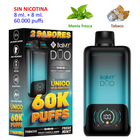 4T. Tobacco 0 mg. + Fresh Mint 0 mg. «BALMY DUO» Vaper desechable