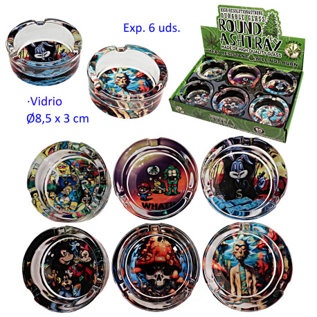 1T. Expositor 6 ceniceros vidrio
