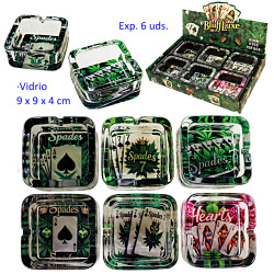 1T. Expositor 6 ceniceros vidrio cuadrados