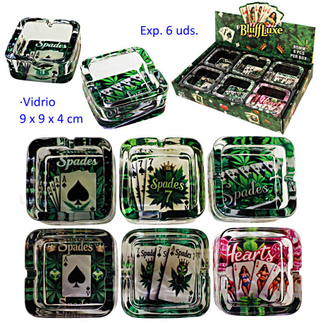 1T. Expositor 6 ceniceros vidrio cuadrados