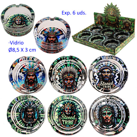 1T. Expositor 6 ceniceros vidrio