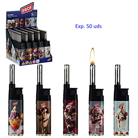 3T. Expositor con 50 encendedores piezo «Prof» Cream Candle