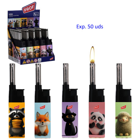 3T. Expositor con 50 encendedores piezo «Prof» Cuties Candle