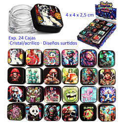 1T. Expositor con 24 cajas cristal/acrílico diseños surtidos