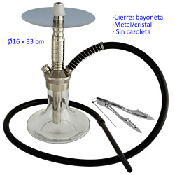 1T. 33 cm Shisha plata de aluminio con base de cristal