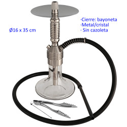 1T. 35 cm Shisha plata de aluminio con base de cristal