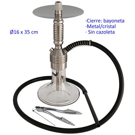 1T. 35 cm Shisha plata de aluminio con base de cristal