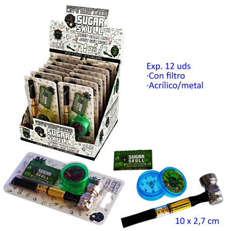 1T. Expositor 12 blisters pipa y grinder