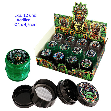 1T. Ø4 cm. Expositor con 12 grinders acrílicos