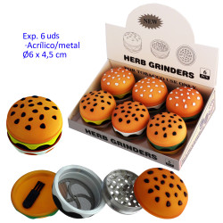 1T. Ø6 cm. Expositor con 6 grinders de metal/acrílicos